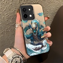 HONTINGA Vivo Y28 ile Uyumlu Kılıf Silikon Kenar Sert Arka Kamera Koruyucu Basitlik Anti Düşme Kamera Korumalı Ejderha Desen Couple Telefon Kılıfı Kadın ve Erkek Için Uygundur K1-1357