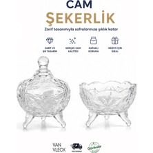 Van Vleck Cam Şekerlik – Kapaklı Dekoratif Cam Şeker ve Lokumluk, Kahvaltılık Sunum Kabı