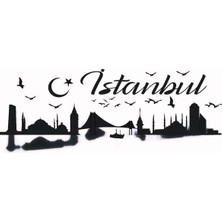 UAStudio Istanbul Silueti Temalı Duvar Dekor Kaliteli Kaliteli Sticker (Tip 2) 40 x 16 cm