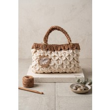 Talin Handmade Hasır Orta Boy El Çantası | Kâğıt Ip El Yapımı Kadın Çanta | Astarlı Çelik Kapamalı Günlük Şık Çanta