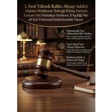 Wolawood Özel Üretim Yüksek Kalite Ahşap Adalet Hakim Mahkeme Tokmağı Pirinç Kaideli Premium Set Hukukçu Hediyesi, El Işçiliği Masif Sert Dekoratif Koleksiyonluk Takım