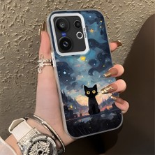 HONTINGA Vivo X200 Fe ile Uyumlu Kılıf Silikon Kenar Sert Arka Kamera Koruyucu Basitlik Anti Düşme Kamera Korumalı Kedi Desen Couple Telefon Kılıfı Kadın ve Erkek Için Uygundur K1-1358