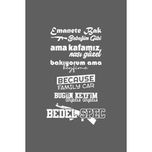 UAStudio Oto Arka Cam Özel Yeni Kaliteli Kaliteli Sticker Model 45 Beyaz 40*20 cm