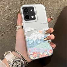HONTINGA Vivo Y28 ile Uyumlu Kılıf Silikon Kenar Sert Arka Kamera Koruyucu Basitlik Anti Düşme Kamera Korumalı Dağ Desen Couple Telefon Kılıfı Kadın ve Erkek Için Uygundur K1-1360