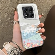 HONTINGA Xiaomi Redmi Note 14 Pro ile Uyumlu Kılıf Silikon Kenar Sert Arka Kamera Koruyucu Basitlik Anti Düşme Kamera Korumalı Dağ Desen Couple Telefon Kılıfı Kadın ve Erkek Için Uygundur K1-1360