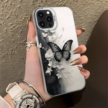 HONTINGA iPhone 13 Pro Max ile Uyumlu Kılıf Silikon Kenar Sert Arka Kamera Koruyucu Basitlik Anti Düşme Kamera Korumalı Kelebek Desen Couple Telefon Kılıfı Kadın ve Erkek Için Uygundur K1-1363