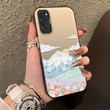 HONTINGA Samsung Galaxy S20 Fe ile Uyumlu Kılıf Silikon Kenar Sert Arka Kamera Koruyucu Basitlik Anti Düşme Kamera Korumalı Dağ Desen Couple Telefon Kılıfı Kadın ve Erkek Için Uygundur K1-1360