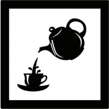 UAStudio Demlik ve Fincan Temalı Kaliteli Kaliteli Sticker 10 x 10 cm