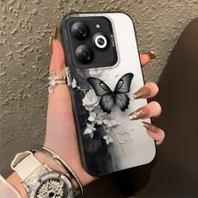 HONTINGA Tecno Spark Go 2024 ile Uyumlu Kılıf Silikon Kenar Sert Arka Kamera Koruyucu Basitlik Anti Düşme Kamera Korumalı Kelebek Desen Couple Telefon Kılıfı Kadın ve Erkek Için Uygundur K1-1363