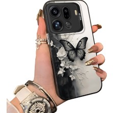 HONTINGA Oppo Find X9 Pro 5g ile Uyumlu Kılıf Silikon Kenar Sert Arka Kamera Koruyucu Basitlik Anti Düşme Kamera Korumalı Kelebek Desen Couple Telefon Kılıfı Kadın ve Erkek Için Uygundur K1-1363