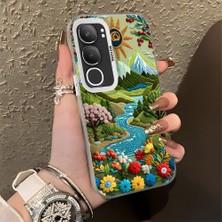 HONTINGA Vivo Y19S ile Uyumlu Kılıf Silikon Kenar Sert Arka Kamera Koruyucu Basitlik Anti Düşme Kamera Korumalı Yağlı Boya Desen Couple Telefon Kılıfı Kadın ve Erkek Için Uygundur K1-1364