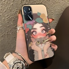 HONTINGA Oppo A55 5g ile Uyumlu Kılıf Silikon Kenar Sert Arka Kamera Koruyucu Basitlik Anti Düşme Kamera Korumalı Kız ve Kedi Desen Couple Telefon Kılıfı Kadın ve Erkek Için Uygundur K1-1365