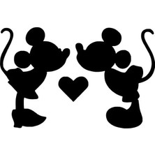 UAStudio Öpüşen Mickey Minnie - Araç, Oto, Laptop, Duvar Uyumlu Sticker 70*42 cm