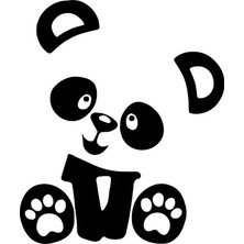 UAStudio Sevimli Panda Sticker Oto Motor Laptop Duvar Folyo Sticker 10 x 12 cm