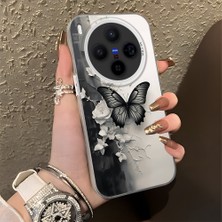 HONTINGA Vivo X300 ile Uyumlu Kılıf Silikon Kenar Sert Arka Kamera Koruyucu Basitlik Anti Düşme Kamera Korumalı Kelebek Desen Couple Telefon Kılıfı Kadın ve Erkek Için Uygundur K1-1363