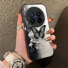 HONTINGA Vivo X300 Pro ile Uyumlu Kılıf Silikon Kenar Sert Arka Kamera Koruyucu Basitlik Anti Düşme Kamera Korumalı Kelebek Desen Couple Telefon Kılıfı Kadın ve Erkek Için Uygundur K1-1363