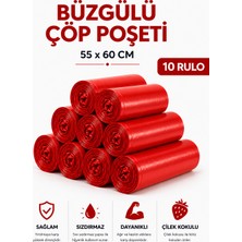 MSE HOLD Büzgülü Çöp Poşeti Çilek Kokulu 55×60 cm Orta Boy 10 Rulo Dayanıklı Sızdırmaz Kalın Çöp Torbası