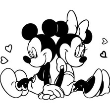 UAStudio Mickey Minnie Sırt Sırta Sticker Oto Motor Laptop Duvar Folyo Sticker 10X8 cm