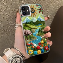 HONTINGA iPhone 12 Mini ile Uyumlu Kılıf Silikon Kenar Sert Arka Kamera Koruyucu Basitlik Anti Düşme Kamera Korumalı Yağlı Boya Desen Couple Telefon Kılıfı Kadın ve Erkek Için Uygundur K1-1364