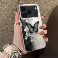 HONTINGA iPhone 17 Pro Max ile Uyumlu Kılıf Silikon Kenar Sert Arka Kamera Koruyucu Basitlik Anti Düşme Kamera Korumalı Kelebek Desen Couple Telefon Kılıfı Kadın ve Erkek Için Uygundur K1-1363