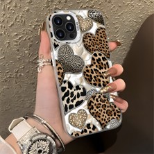 HONTINGA iPhone 13 Pro ile Uyumlu Kılıf Silikon Kenar Sert Arka Kamera Koruyucu Basitlik Anti Düşme Kamera Korumalı Leoparlı Kalp Desen Couple Telefon Kılıfı Kadın ve Erkek Için Uygundur K1-1361
