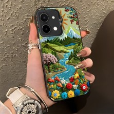 HONTINGA Vivo Y28 ile Uyumlu Kılıf Silikon Kenar Sert Arka Kamera Koruyucu Basitlik Anti Düşme Kamera Korumalı Yağlı Boya Desen Couple Telefon Kılıfı Kadın ve Erkek Için Uygundur K1-1364