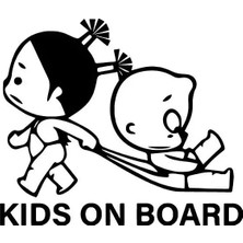 UAStudio Kids On Board Sticker Oto Motor Laptop Duvar Folyo Sticker 40X36 cm