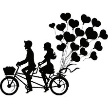 UAStudio Bisikletli Sevgililer Oto Sticker 30 x 24 cm Aracınıza Yeni Bir Tarz Katın MISS-774