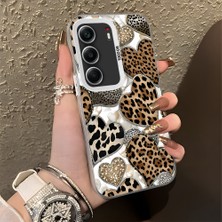 HONTINGA Tecno Camon 40 Pro 5g ile Uyumlu Kılıf Silikon Kenar Sert Arka Kamera Koruyucu Basitlik Anti Düşme Kamera Korumalı Leoparlı Kalp Desen Couple Telefon Kılıfı Kadın ve Erkek Için Uygundur K1-1361