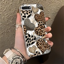 HONTINGA iPhone 7 Plus ile Uyumlu Kılıf Silikon Kenar Sert Arka Kamera Koruyucu Basitlik Anti Düşme Kamera Korumalı Leoparlı Kalp Desen Couple Telefon Kılıfı Kadın ve Erkek Için Uygundur K1-1361