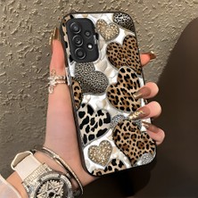HONTINGA Samsung Galaxy A52S ile Uyumlu Kılıf Silikon Kenar Sert Arka Kamera Koruyucu Basitlik Anti Düşme Kamera Korumalı Leoparlı Kalp Desen Couple Telefon Kılıfı Kadın ve Erkek Için Uygundur K1-1361
