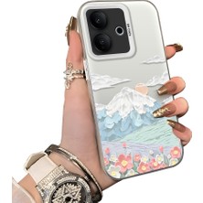 HONTINGA Vivo V60 Lite 5g ile Uyumlu Kılıf Silikon Kenar Sert Arka Kamera Koruyucu Basitlik Anti Düşme Kamera Korumalı Dağ Desen Couple Telefon Kılıfı Kadın ve Erkek Için Uygundur K1-1360