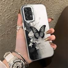 HONTINGA Samsung Galaxy A52S 5g ile Uyumlu Kılıf Silikon Kenar Sert Arka Kamera Koruyucu Basitlik Anti Düşme Kamera Korumalı Kelebek Desen Couple Telefon Kılıfı Kadın ve Erkek Için Uygundur K1-1363