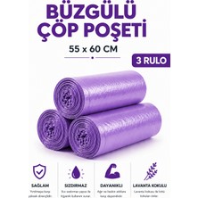 MSE HOLD Büzgülü Çöp Poşeti Lavanta Kokulu 55×60 cm Orta Boy 3 Rulo Dayanıklı Sızdırmaz Kalın Çöp Torbası
