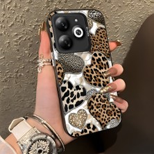 HONTINGA Tecno Spark 20C ile Uyumlu Kılıf Silikon Kenar Sert Arka Kamera Koruyucu Basitlik Anti Düşme Kamera Korumalı Leoparlı Kalp Desen Couple Telefon Kılıfı Kadın ve Erkek Için Uygundur K1-1361