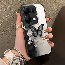 HONTINGA Xiaomi Redmi Note 13 Pro 4g ile Uyumlu Kılıf Silikon Kenar Sert Arka Kamera Koruyucu Basitlik Anti Düşme Kamera Korumalı Kelebek Desen Couple Telefon Kılıfı Kadın ve Erkek Için Uygundur K1-1363