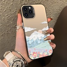 HONTINGA iPhone 11 Pro Max ile Uyumlu Kılıf Silikon Kenar Sert Arka Kamera Koruyucu Basitlik Anti Düşme Kamera Korumalı Dağ Desen Couple Telefon Kılıfı Kadın ve Erkek Için Uygundur K1-1360