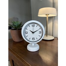 GV Home Premium Beyaz 25 x 20 cm Metal Masa Saati