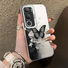 HONTINGA Vivo Y19S ile Uyumlu Kılıf Silikon Kenar Sert Arka Kamera Koruyucu Basitlik Anti Düşme Kamera Korumalı Kelebek Desen Couple Telefon Kılıfı Kadın ve Erkek Için Uygundur K1-1363