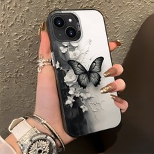 HONTINGA iPhone 13 Mini ile Uyumlu Kılıf Silikon Kenar Sert Arka Kamera Koruyucu Basitlik Anti Düşme Kamera Korumalı Kelebek Desen Couple Telefon Kılıfı Kadın ve Erkek Için Uygundur K1-1363