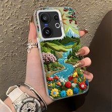 HONTINGA Vivo X200 Fe ile Uyumlu Kılıf Silikon Kenar Sert Arka Kamera Koruyucu Basitlik Anti Düşme Kamera Korumalı Yağlı Boya Desen Couple Telefon Kılıfı Kadın ve Erkek Için Uygundur K1-1364