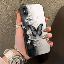 HONTINGA iPhone Xs Max ile Uyumlu Kılıf Silikon Kenar Sert Arka Kamera Koruyucu Basitlik Anti Düşme Kamera Korumalı Kelebek Desen Couple Telefon Kılıfı Kadın ve Erkek Için Uygundur K1-1363