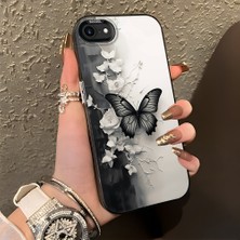 HONTINGA iPhone Se 2022 ile Uyumlu Kılıf Silikon Kenar Sert Arka Kamera Koruyucu Basitlik Anti Düşme Kamera Korumalı Kelebek Desen Couple Telefon Kılıfı Kadın ve Erkek Için Uygundur K1-1363