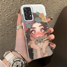 HONTINGA Samsung Galaxy A52S 5g ile Uyumlu Kılıf Silikon Kenar Sert Arka Kamera Koruyucu Basitlik Anti Düşme Kamera Korumalı Kız ve Kedi Desen Couple Telefon Kılıfı Kadın ve Erkek Için Uygundur K1-1365