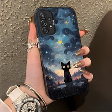 HONTINGA Samsung Galaxy A52S 5g ile Uyumlu Kılıf Silikon Kenar Sert Arka Kamera Koruyucu Basitlik Anti Düşme Kamera Korumalı Kedi Desen Couple Telefon Kılıfı Kadın ve Erkek Için Uygundur K1-1358