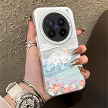 HONTINGA Vivo X200 Pro ile Uyumlu Kılıf Silikon Kenar Sert Arka Kamera Koruyucu Basitlik Anti Düşme Kamera Korumalı Dağ Desen Couple Telefon Kılıfı Kadın ve Erkek Için Uygundur K1-1360