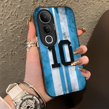 HONTINGA Vivo V50 Lite ile Uyumlu Kılıf Silikon Kenar Sert Arka Kamera Koruyucu Basitlik Anti Düşme Kamera Korumalı Messi Desen Couple Telefon Kılıfı Kadın ve Erkek Için Uygundur K1-1359