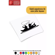 UAStudio Balık Tutan Avcılar Sticker Oto Motor Laptop Duvar Folyo Sticker 10X7 cm
