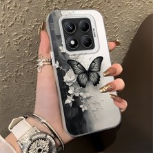 HONTINGA Xiaomi Redmi Note 14 Pro ile Uyumlu Kılıf Silikon Kenar Sert Arka Kamera Koruyucu Basitlik Anti Düşme Kamera Korumalı Kelebek Desen Couple Telefon Kılıfı Kadın ve Erkek Için Uygundur K1-1363