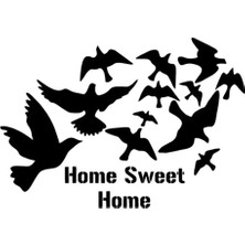 UAStudio Kuşlar ve Sweet Home Sticker Oto Motor Laptop Duvar Folyo Sticker 25X17 cm